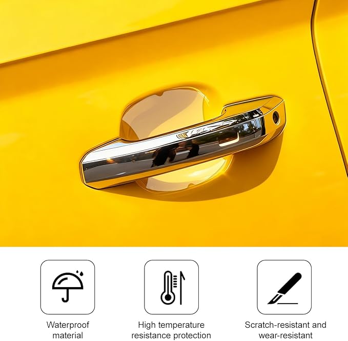 Car Door Handle Cup Scratch Protector, 4PCS 3D Carbon Fiber Vehicle Handle Bowl Sticker, Automotive Exterior Door Cup Protection Decal, Universal for SUV Caravan Automobile (Transparent)