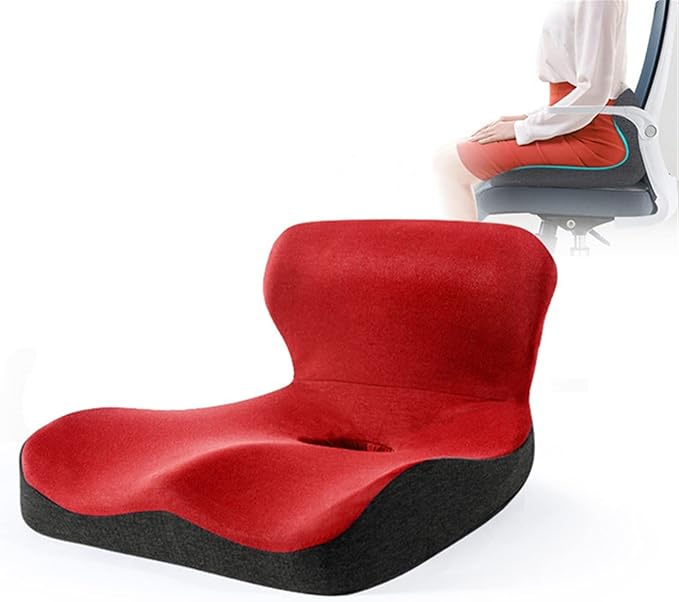 Car Seat Cushion & Lumbar Support Memory Foam Chair Pad, Back Support Pillow Chair Cushion for Office Reduce Tailbone Pressure & Improve Comfort(Yellow)