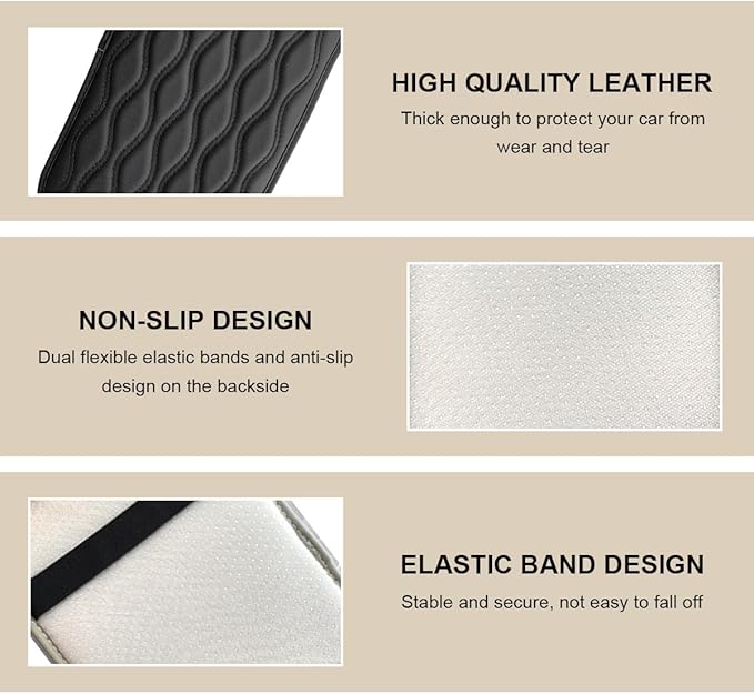 Car Center Console Pad, Waterproof Leather Armrest Seat Box Cover Protector, Non-Slip Middle Console Cushion Pad Interior Decor Fits Most Vehicles, Car Accessories (Black)