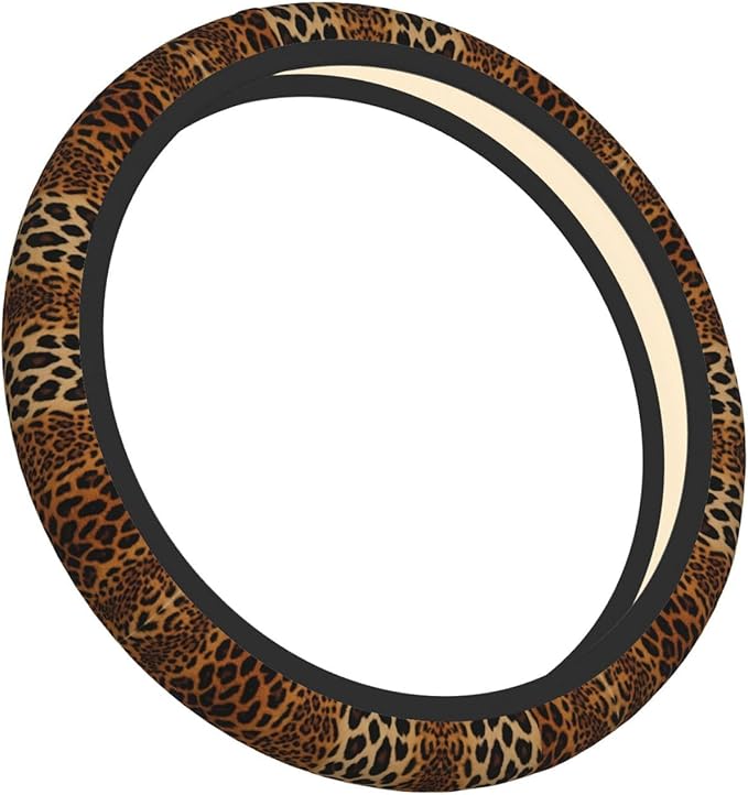 Leopard Print Car Steering Wheel Cover, 15 Inch Steering Wheel Cover Stylish Decor for Most Cars