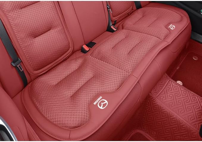 Car Seat Cushions for Mazda 2 3 5 6 MX-5 MX-30 CX3 CX-30 CX-5 CX-50 CX-7 CX-8 CX-9, Anti-Scratch Seat Cushions Breathable and Soft Car Seat Cushions Car Interior Accessories,A Red- Rear Row