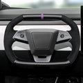 Steering Wheel Cover for Cybertruck Hand Stitching DIY Steering Wheel Cover Black with Dark Purple Center Mark (Upper Lower Carbon Fiber & Alcantara Side Grips)