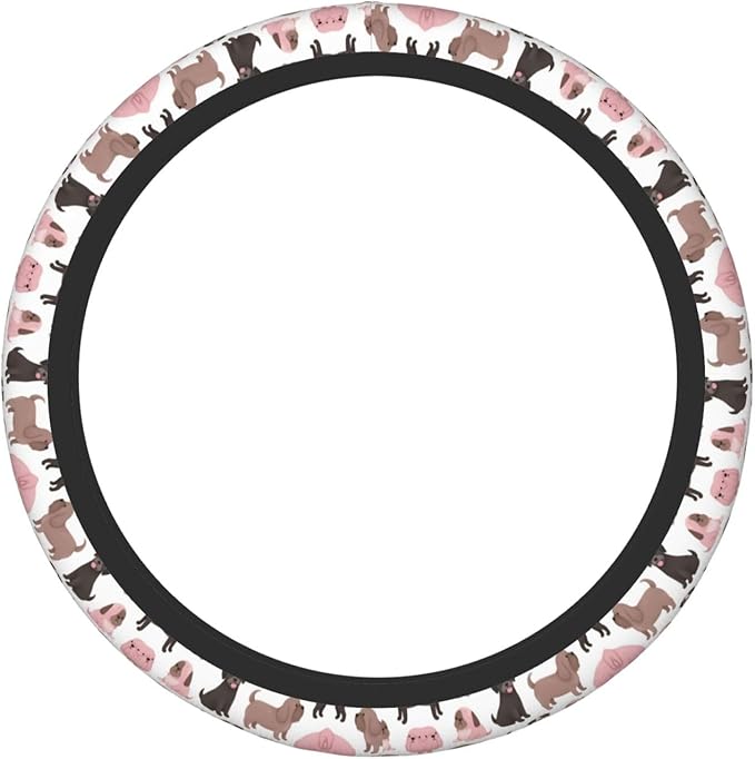 Neoprene Steering Wheel Cover Dog Pattern Colour Car Steering Wheel Cover Universal Fit for Most Cars
