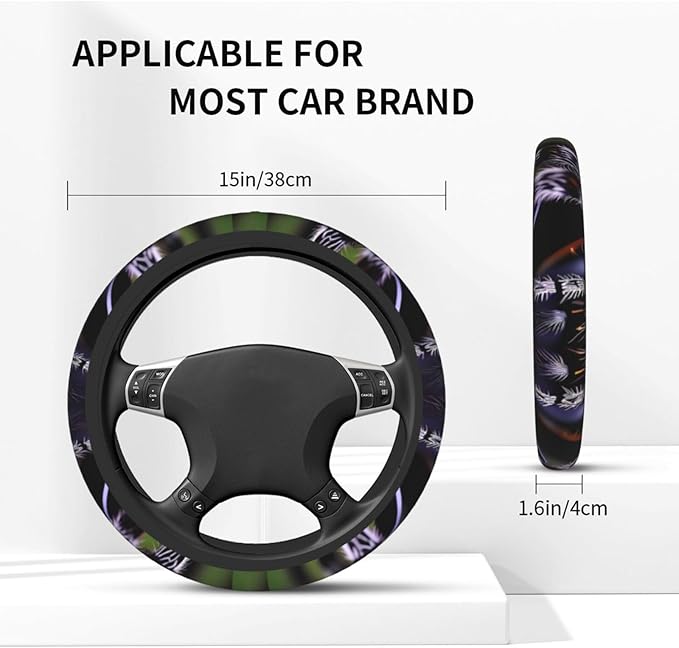Tropical Rainforest Spiders Steering Wheel Cover. Car Decor,Anti-Slip,Sweat Absorption,Easy Carry, Universal 15 Inch
