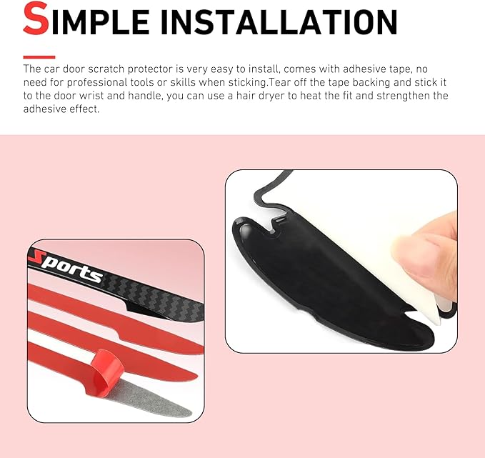 8PCS Car Door Protectors, Sports Auto Door Handle Scratch Protector, Self-Adhesive Anti-Scratch Car Doors Cup Scratchs Protector Handle Bowl Sticker, Universal for Most Cars SUVs Trucks