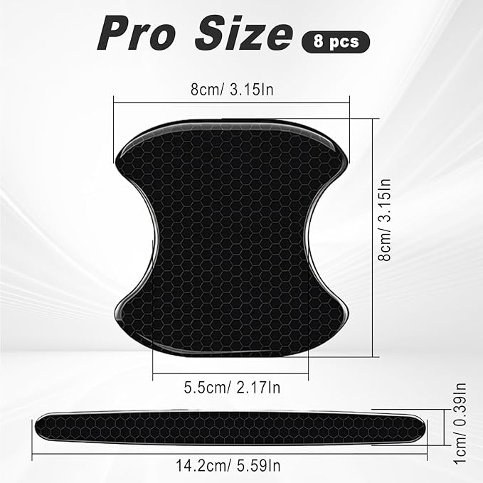 Car Door Handle Protector, 8 PCS Car Door Handle Scratch Protector, Universal Reflective Bowl Sticker Paint Guard Film for Most SUVs, Trucks (Black)