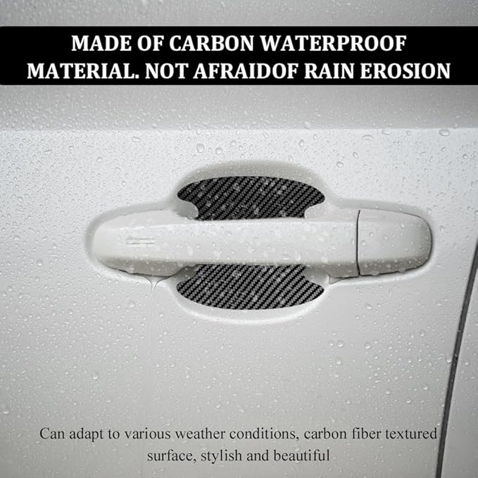 4PCS Car Door Handle Scratch Protectors, Car Door Handle Sticker, Carbon Fiber Anti-Scratches Auto Bowl Protectors, Waterproof Cup Paint Guard Protective Films for Most Vehicles (Black 4PCS)