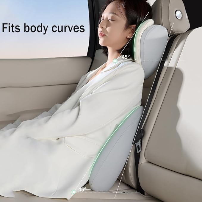 Car Headrest Lumbar Support Cushion for VW Golf VIII VI V IV III II I Mk 8 7 6 5 4 3 R GTE/GTI/GTD/Clubsport 45, Memory Foam Relieve Fatigue Breathable Car Seat Neck Pillow,Yellow-Set