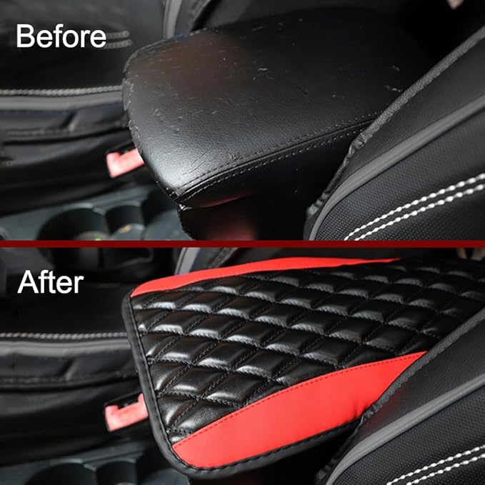 Leather Car Armrest Box Pad for Corvette C8 Stingray/C8 Coupé/C8 Z06/C8.R/C8 LT2 LT6 2019-2023 Waterproof Armrest Center Console Protector Cover Universal Arm Rest Cushion,Winerd