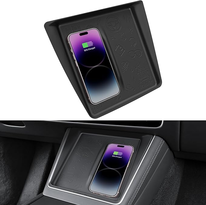 Center Console Wireless Charging Protector for Tesla Model Y Juniper 2026 Upgrade Silicone Mat for 2024-2026 Tesla Model 3 and 2025-2026 New Model Y Accessories