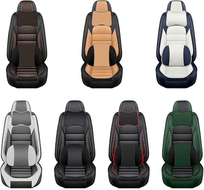 Iceleather Luxury Car Seat Covers for Ford Edge 2007-2025,Waterproof Soft Breathable PU Leather Seat Cover with Storage Pockets(Classic Black,Full Set with Pillow)