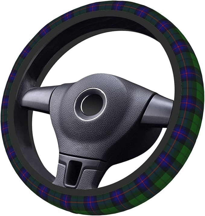Thickened Elastic Steering Wheel Cover, Armstrong Tartan Blue and Green Plaid Ultra, Soft, Breathable, Fit for Cars, SUVs, Trucks, Stylish Comfortable Grip