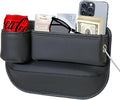 Car Seat Gap Filler Organizer with Cup Holders, Seat Gap Storage Box for Drinks, Phones, Keys, Sunglasses, Cards, and Small Essentials (Black, Driver's Seat)