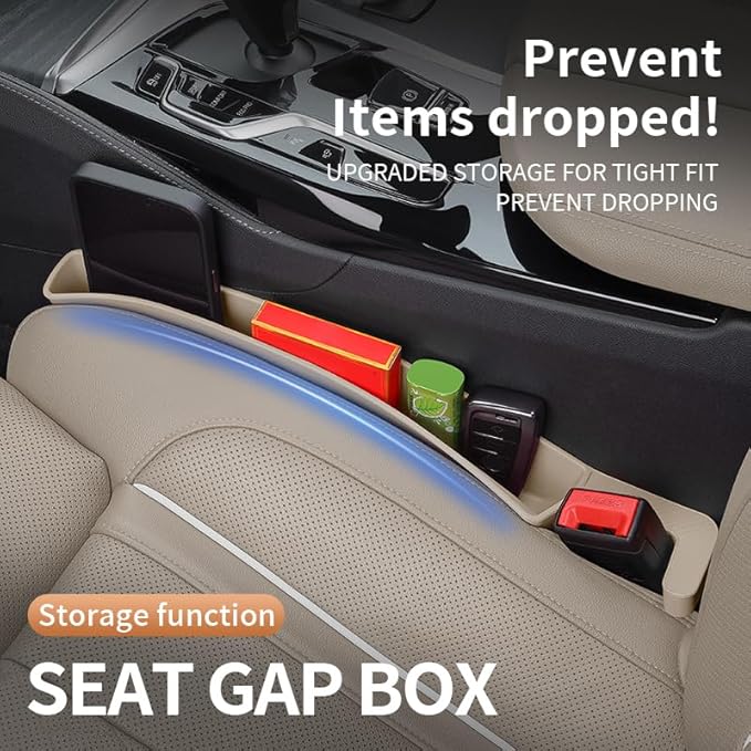 Edotim Car Seat Gap Filler, Seat Gap Organizer with Phone Holder, Car Seat Accessories, Car Organizer Fit SUV Truck-2PCS Beige