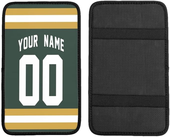 Custom Car Armrest Cover,Add Personalized Name and Number As Gifts for Loyal Football Fans,American Football Auto Center Console Pad Car handrail Box Cushion,Fit for Most Car Seat Box Cover Protector