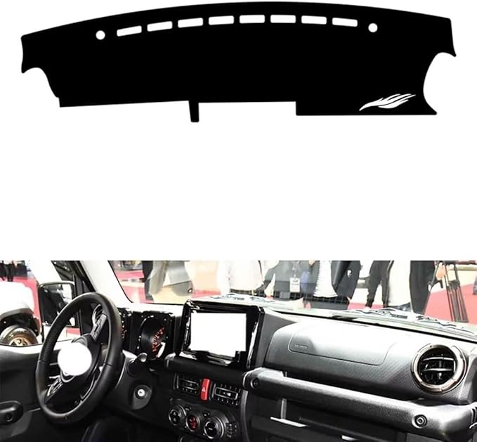 Leather Dashboard Cover Compatible with Suzuki Jimny 2019-2024 ，Dash Cover（Black）