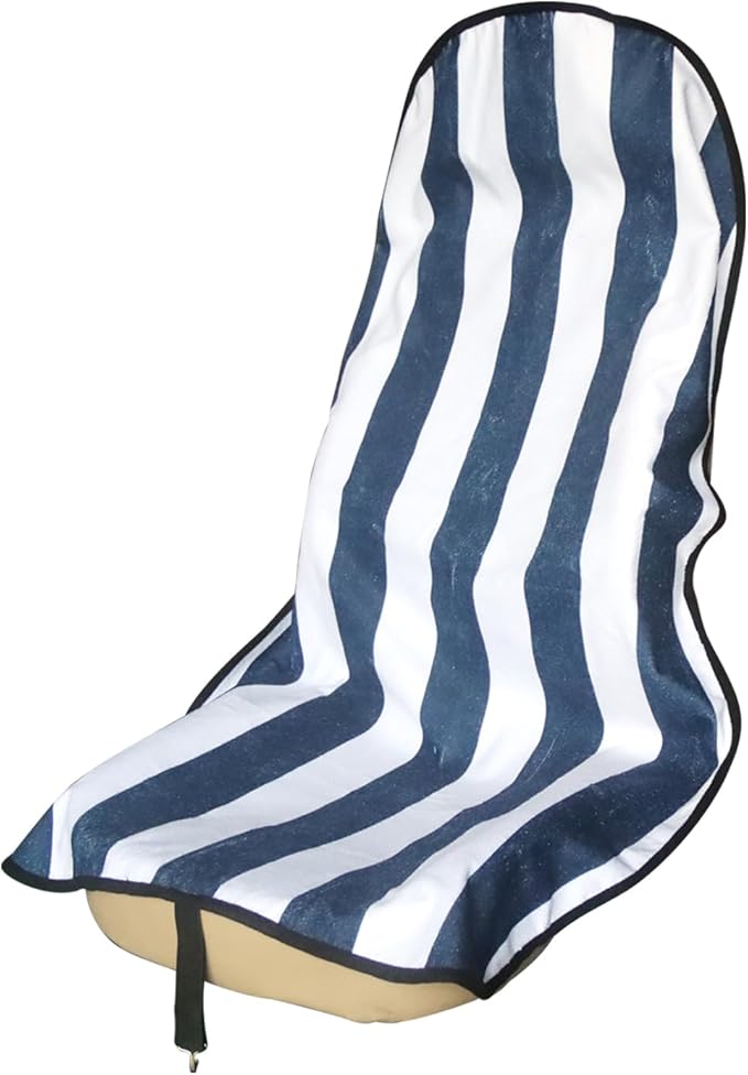 nbnhxnff Sweat Towel Car Seat Cover Protector Front Seats for Gym Workout,Running,Swimming,Beach and Hiking,Waterproof Universal Seat Cover for Car,Trucks, Van&SUV(Blue&White Stripe,1pcs Front Seat)