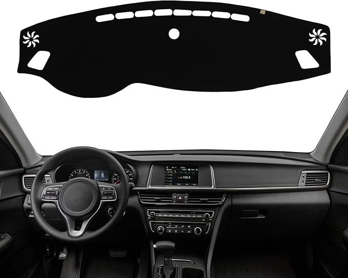 KEYOOG Dashboard Cover Dash Mat Fit for K-ia Optima / K5 2020-2017 (Without HUD Models),Car Dash Board Mat Anti-Glare Carpet,Non-Slip Pad Sunshield Protector (Black)