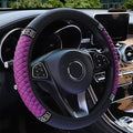 WLERIR Microfiber Leather Steering Wheel Cover with Anti-Slip Lining Universal Car Accessory for Steering Wheel with a Diameter of 14.5-15 inch (Purple)
