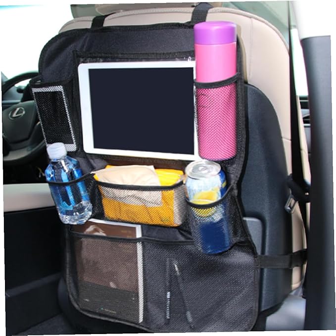 Car Seatback Storage Bag with Tablet Holder, Side Seat Organizer Pouch for, Sturdy Auto Hanging Pocket for Backseat Travel Essentials and Storage