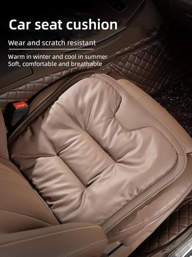 Skin-Friendly & Dirt-Repellent Leather Seat Cushions, Universal Non-Slip Breathable Memory Foam Seat Pad for Car (Black)