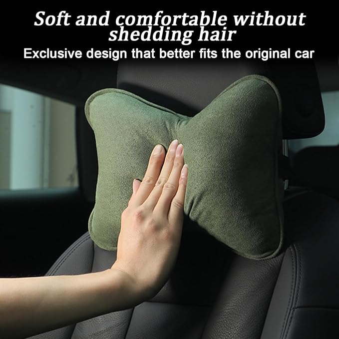 Car Neck Pillow, Soft Comfortable Memory Foam Auto Headrest Pillow Cushion with Adjustable Strap, Breathable Ergonomic Design Car Neck Pain Relief Cushion, Universal for Vehicles (Green)