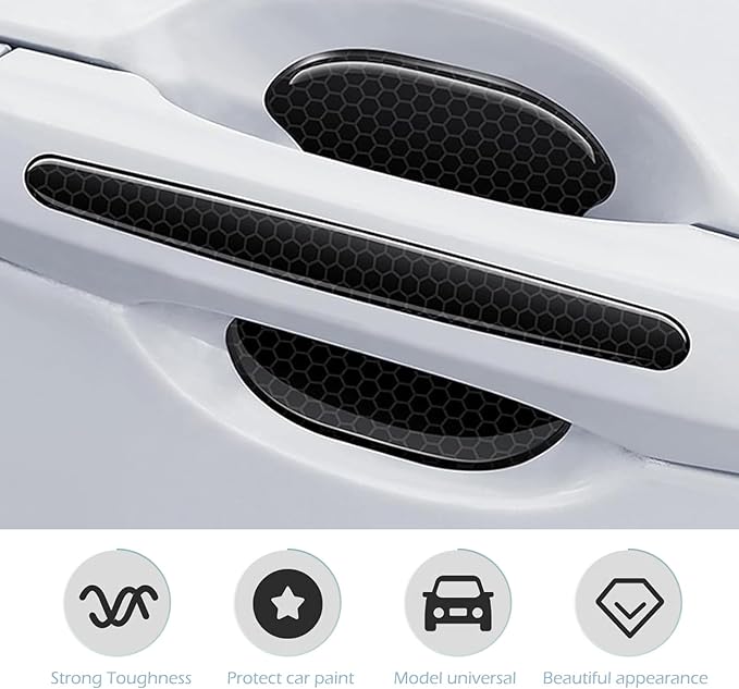 8 PCS Car Door Handle Protectors, Car Door Handle Scratch Protector Sticker, Universal for Most Cars (Black)