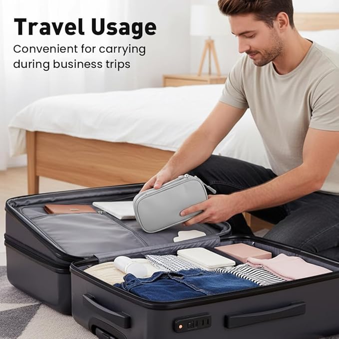 Travel Cable Organizer Pouch, 2026 Updated Cord Organizer Box, Double Layers Electronics Cable Organizer Box, All in One Cable Organizer Bag for Cable, Cord, Charger, Adapter, SD Card (Deep Blue)