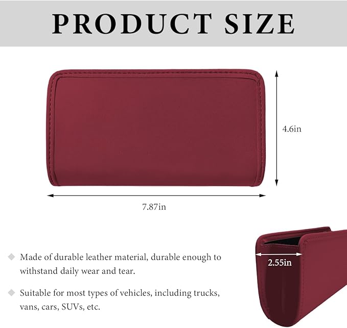 Car Trash Can, Foldable Small Hanging Trash Bin Waterproof Car Door Organizer, Multi-Function Leather Garbage Bag Mini Storage Can for Vehicle Back Seat & Side Door (Wine Red)