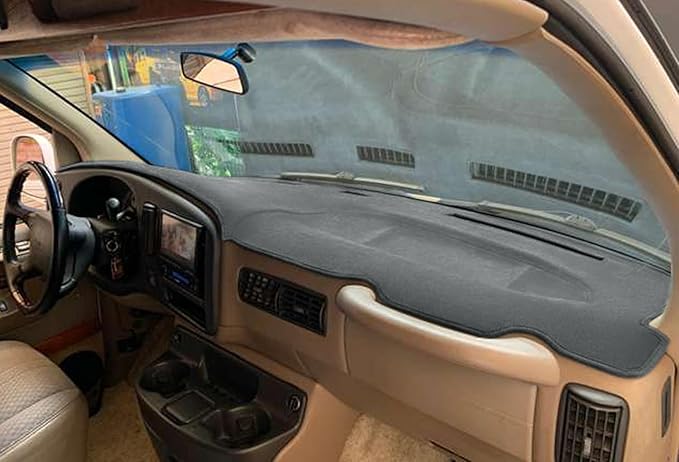Dash Cover Mat Custom Fit for Chevy Chevrolet Express/GMC Savana Van Dashboard Pad Cap Carpet Protector K200 (Dark Gray)