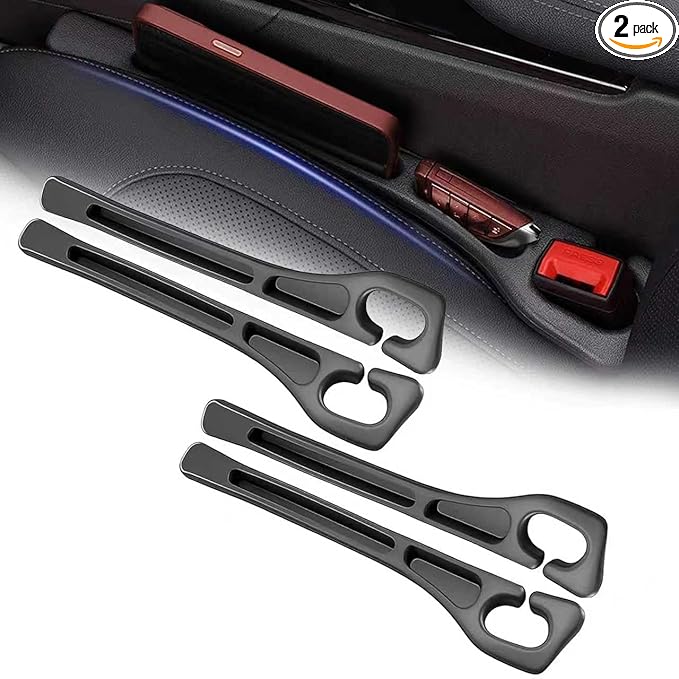 Car Seat Gap Filler Organizer 4 pcs, Universal Car Seat Gap Blocker with Storage Slot, Leak-Proof Seat Gap Plug for Car SUV Truck, Automotive Interior Accessories, Black (4 pcs, Black)