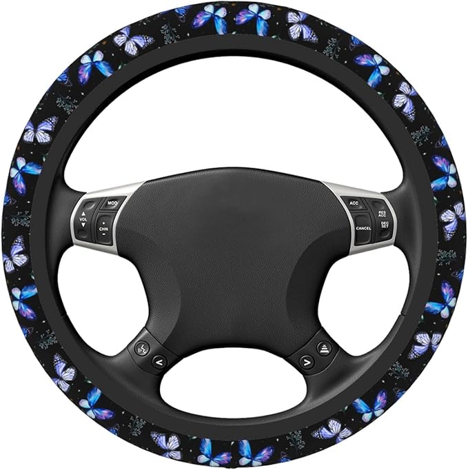 Butterflies Steering Wheel Cover Anti-Slip,Sweat Absorption Universal 15 inch Steering Wheel Covers Cute car Accessories for Men Women