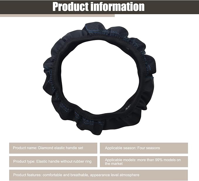 1 PC Car Steering Wheel Cover, 14.96In Waterproof Breathable Leather Vehicle Steering Wheel Anti-Slip Accessories, Universal Automotive Steering Wheel Protector for Truck SUV (Black & Blue)
