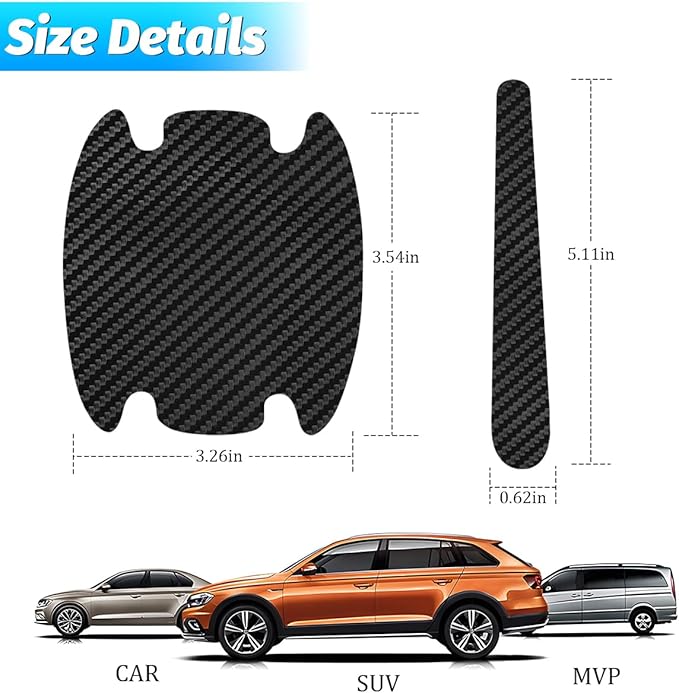 Carbon Fiber Car Door Handle Cup Scratch Protectors, Vehicle Door Handle Bowl Sticker, Automotive Paint Guard Protective Film Cover Accessories, Universal for SUV Sedan Truck (Black)