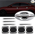 8pcs Universal 3D Carbon Fiber Texture car Door Handle Door Bowl Paint Scratch Protector Protective Cover Protective Film car Outdoor Safety Decoration Reflective Strip(Diamond White)