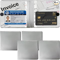 Ziciner 4PCS Car Registration and Insurance Holder, 5.2"× 4.7" Leather Auto Glove Box Organizer with Closure, Essential Car Document Holder for Card, Driver License (Silver)