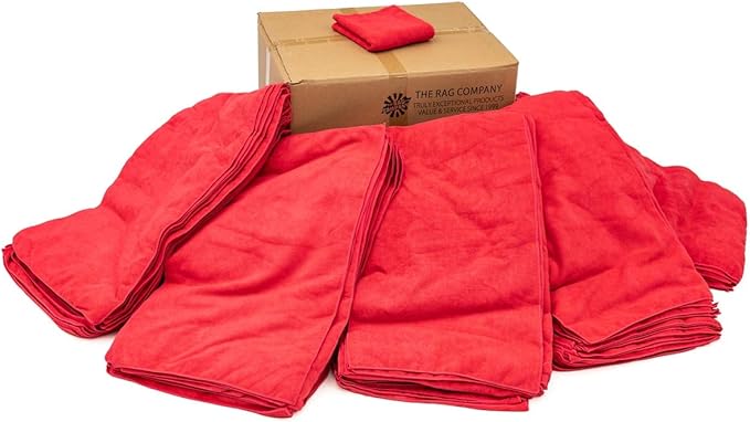 The Rag Company - Car Wash Towel - Professional Microfiber Auto Detailing and Drying Towels, Lint-Free, Streak-Free, Great for General Cleaning, 320gsm, 16in x 27in, Red (Wholesale Case of 125)