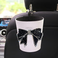 Trash Can for Car Garbage, Hanging with Black Large Diamond Bow Garbage, Waterproof Lined Car Utility Decoration, Suitable for Sedans, SUVs, MPVs & Trucks
