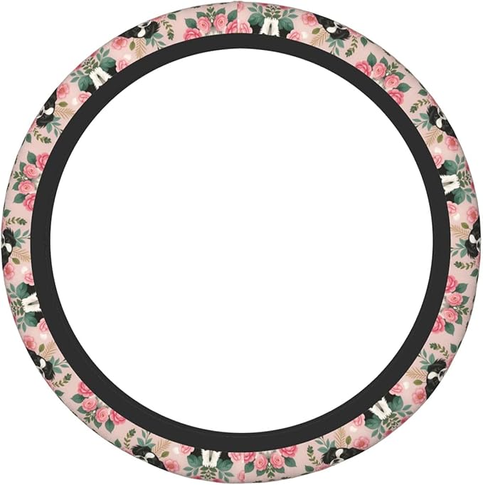 Japanese Chin Dog Universal Fit Steering Wheel Cover for Car, Truck, and SUV, Durable Steering Wheel Protection