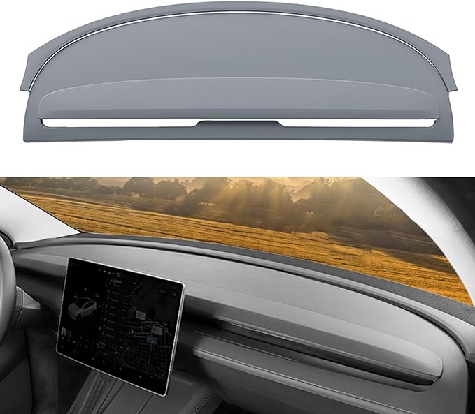 Dashboard Cover for Tesla Model Y Juniper 2026 2025, Non-Slip Silicone Dash Cover, Soft Anti-Glare Sunshade Pad Mat, UV-Proof Dash Surface Protector Covers, Interior Auto Accessories, Gray