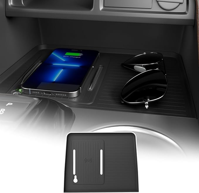 Center Console Mat Compatible with 2023-2026 Honda Pilot 2026 Passport Wireless Charging Mat with Indicator Light Port Center Console Anti-Slip Protector Pad Silicone 2025 Pilot Accessories