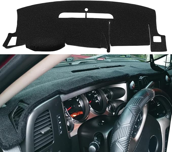 Dash Cover Custom Fit for Chevy Chevrolet Silverado 1500 LT/WT 2007-2013 2500 HD / 3500 HD/GMC Sierra 2007-2013 .Dashboard Cover Mat Pad Carpet (08-13, Black) Y74