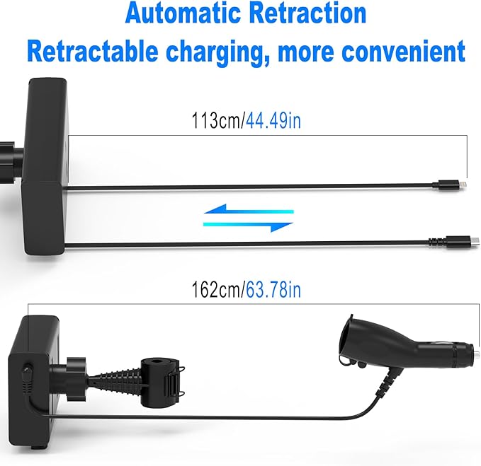 Multi Car Retractable Backseat Car Charger 5 in 1 Car Charging Station Box for iPhone/Samsung, 60W Cigarette Lighter Adapter Uber Taxi Lyft Turo Share Ride Customer Charging Dock Attach to Headrest