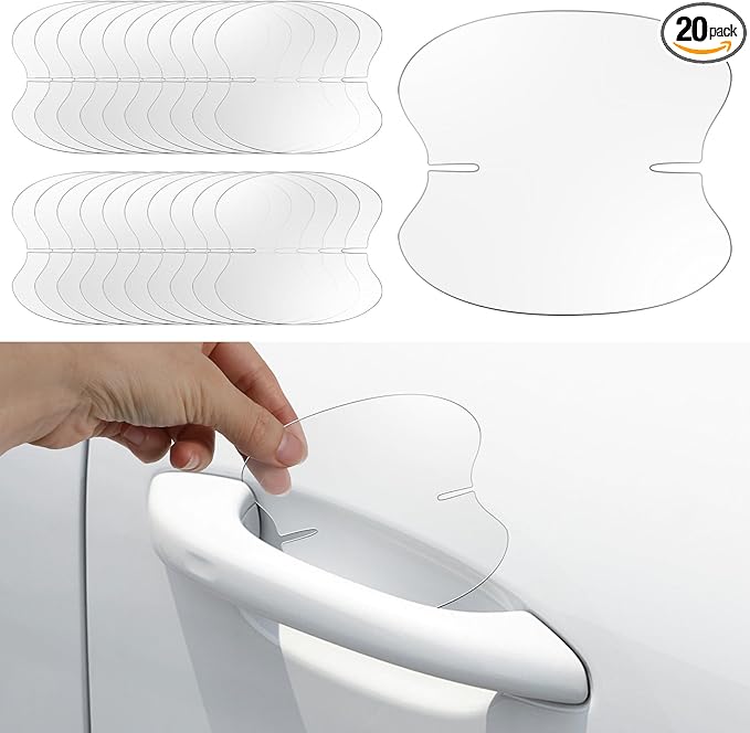 Sibba 20 PCS Car Door Handle Protectors Carbon Fiber Clear Protective Film Anti-Scratch Guard Self-Healing Paint Protection Decal Handle Cup Protector Universal Fit for All Vehicles SUVs Trucks