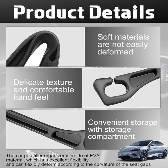 Car Seat Gap Filler Organizer 4 pcs, Universal Car Seat Gap Blocker with Storage Slot, Leak-Proof Seat Gap Plug for Car SUV Truck, Automotive Interior Accessories, Black (4 pcs, Black)