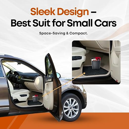 HAUSSIMPLE Car Trash Can Waterproof Vehicle Garbage Bin, Leakproof Anti Slip Floor Mat Clip Trash Bag Holder for Car, Truck, SUV, Van Portable Auto Trash Container with Stability Clips (Gray, Small)