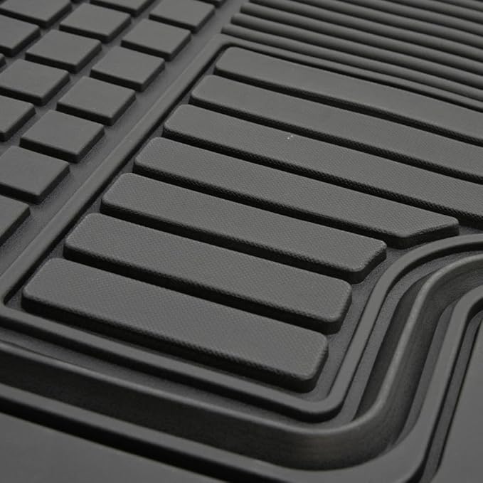 Motor Trend Premium All Weather Rubber Floor Mats for Cars SUV Trucks, Heavy Duty Universal Fit Trim to Fit Protection Floor Liners Front Rear Set Non-Slip (2 Front Floor Mats, 1 Rear Floor Mat)