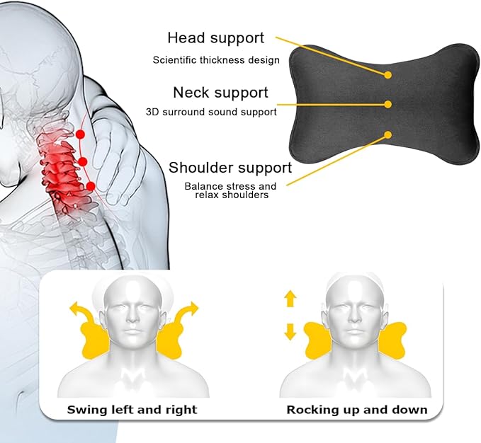 Car Neck Pillow, Soft Comfortable Memory Foam Auto Headrest Pillow Cushion with Adjustable Strap, Breathable Ergonomic Design Car Neck Pain Relief Cushion, Universal for Vehicles (Red)