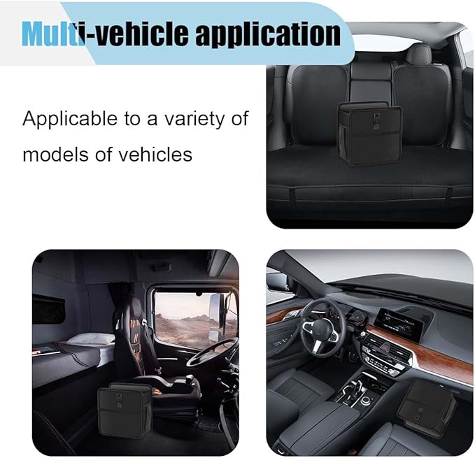 Car Trash Can, Hanging Waterproof & Leakproof Autmotive Storage Bag, Foldable Washable Vehicle Garbage Container, 2 Gallon Portable Auto Rubbish Bin for Sedan SUV Truck (Small)