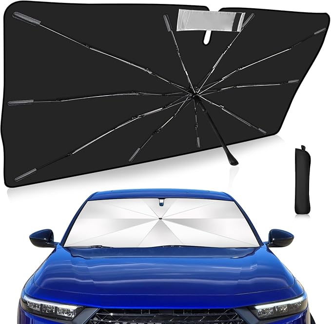 2025 Upgrade Windshield Sun Shade Umbrella Custom Fit for Honda Accord 2023 2024 2025 Foldable UV Protection Car Cover, Emergency Rain Shield & Dashboard Protector - Durable Auto Accessory